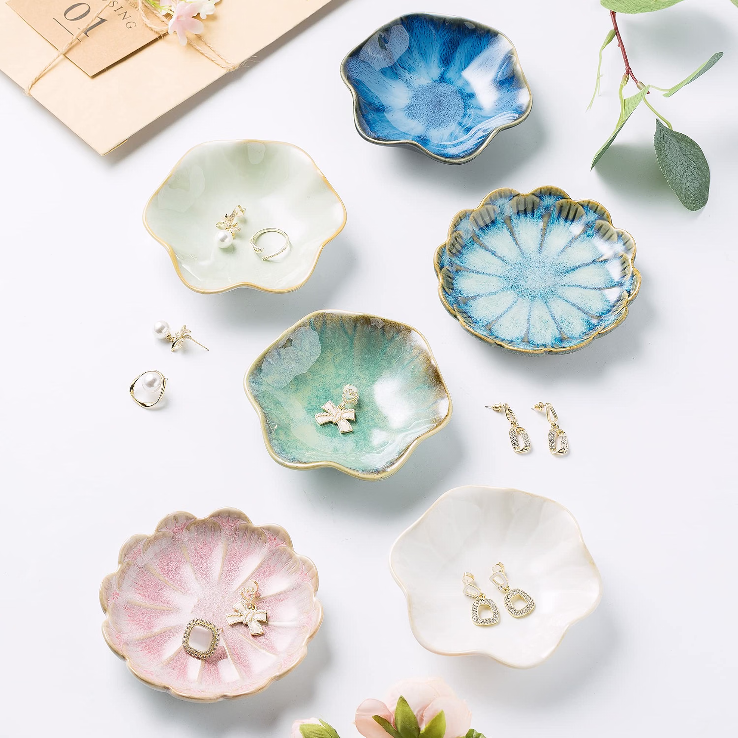 Ceramic Jewelry Dish Tray & Ring Holder | BEUNAIZER Decorative Trinket Bowl
