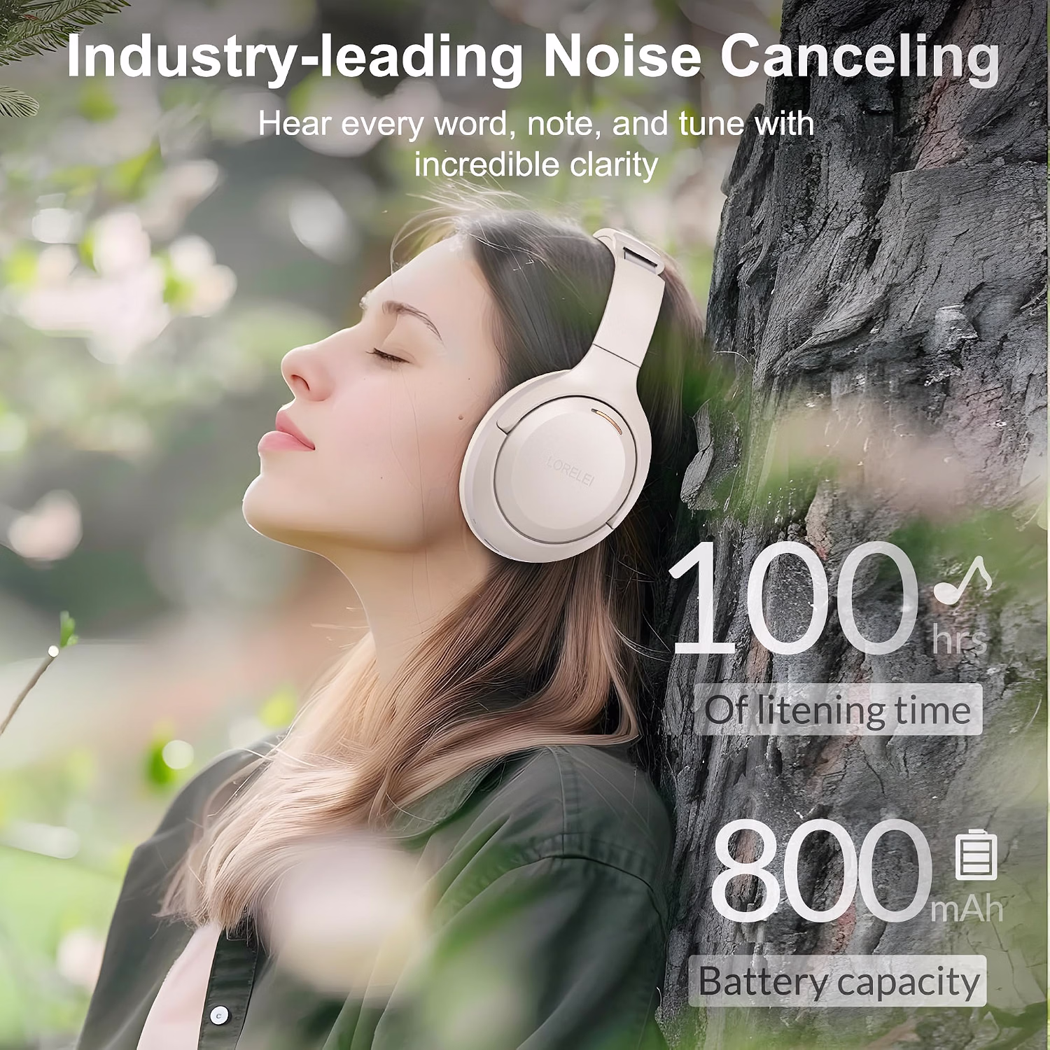 LORELEI QC60 ANC Wireless Headphones | 100H Battery & Deep Bass