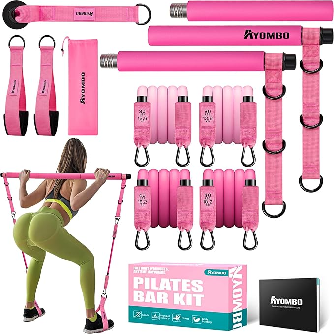 Adjustable 3-Section Pilates Bar Kit  Portable Home Gym
