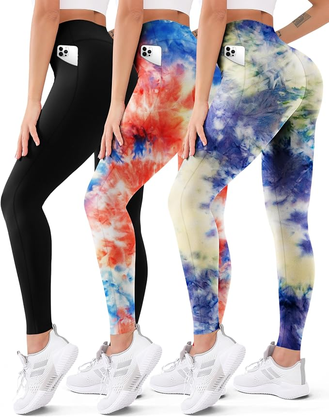 3 Pack Women’s High Waisted Butt Lift Leggings Yoga Pants Non See-Through Workout Running Pants